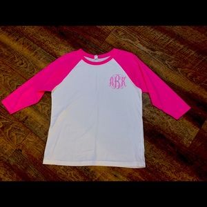 3/4 sleeve shirt with initials “aBk”